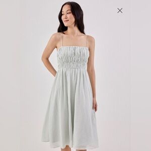 LOVE, BONITO Ruched Midi Dress